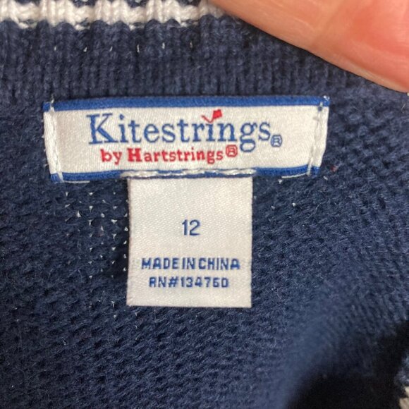 Kitestrings Nautical Vest Kids 12 Blue All Cotton Blue Sailboat Design Preppy - Picture 4 of 6